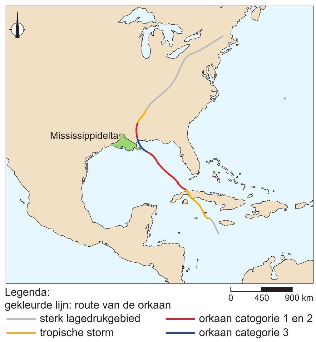 De route van orkaan Ida