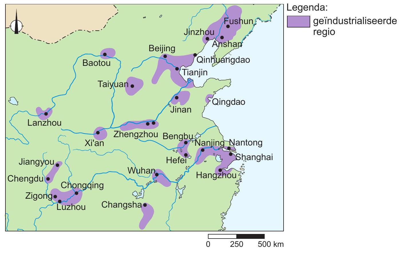 Geïndustrialiseerde regio's in het oosten van China