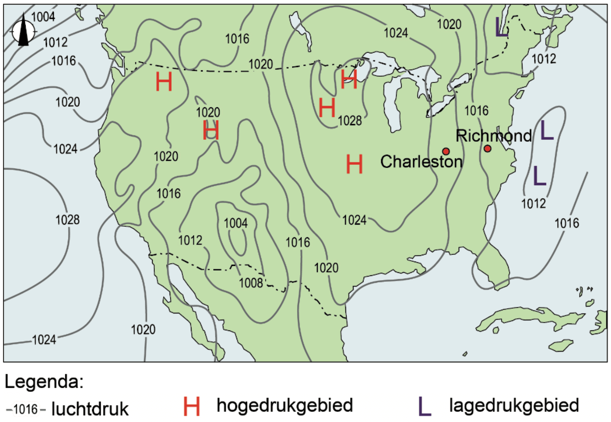 Weerkaart van de Verenigde Staten van 4 januari 2024