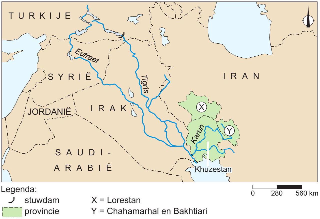 De provincie Khuzestan in het Midden-Oosten