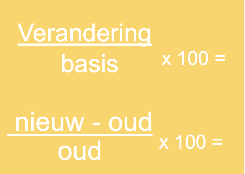 Formule voor het berekenen van veranderingen in procenten.