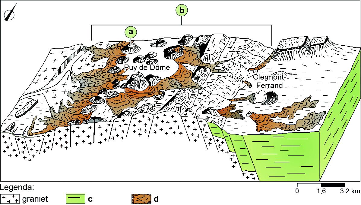 Twee uitgedoofde vulkanen in het Centraal Massief: Puy du Pariou (op de voorgrond) en Puy de Dome (op de achtergrond)