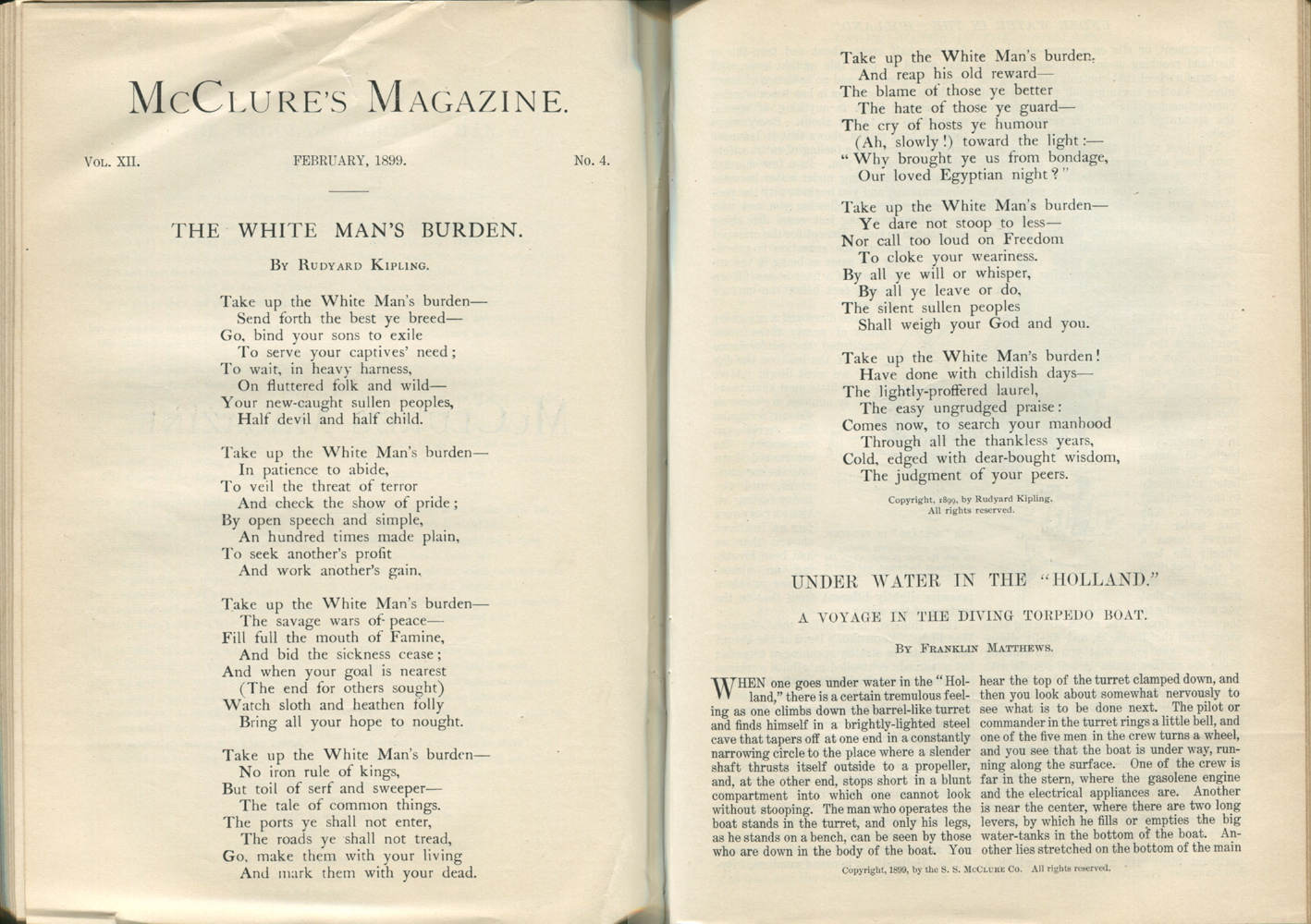 Originele publicatie van de "White Man's Burden" van Rudyard Kipling, https://commons.wikimedia.org/wiki/File:Original_publication_of_The_White_Man%E2%80%99s_Burden.jpg