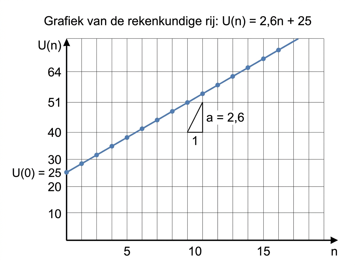 Een exponentiële curve in een coördinatenstelsel die een exponentieel verband en een meetkundige rij voorstelt, met de Y-as kruisend op de waarde van U(0).