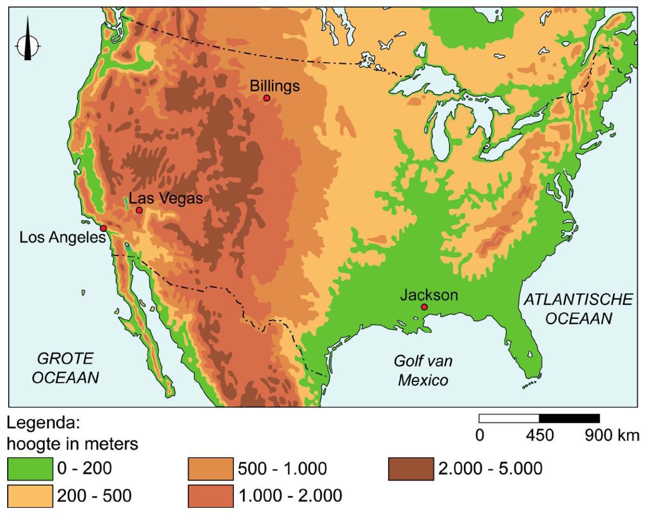 Reliëfkaart van de Verenigde Staten