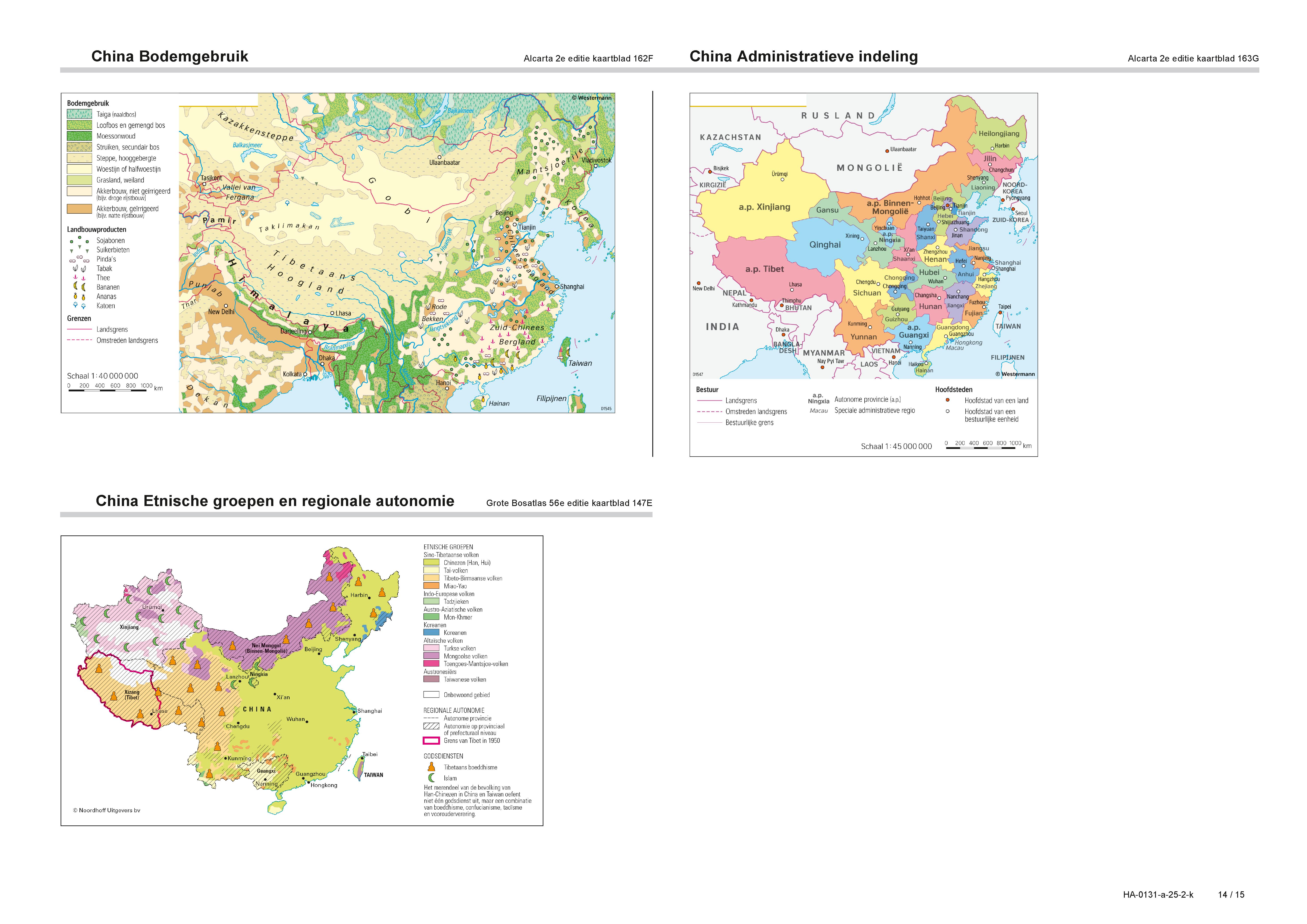 China Bodemgebruik, China Administratieve indeling & China Etnische groepen en regionale autonomie