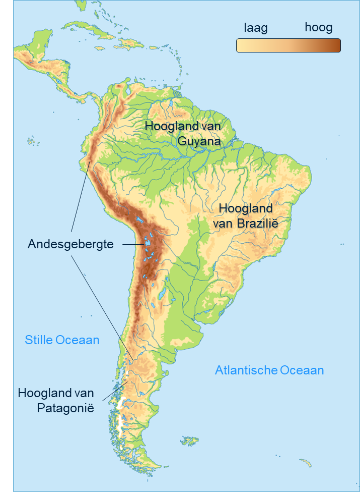 Afbeelding 4: Het reliëf van Zuid-Amerika.