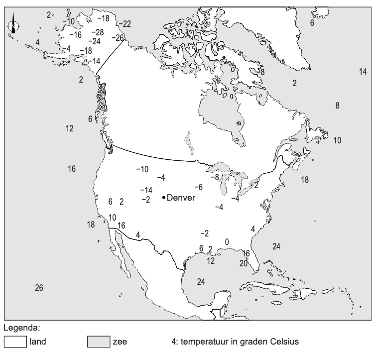 Temperatuurkaart (minimumtemperaturen) Verenigde Staten, 22 november 2015
