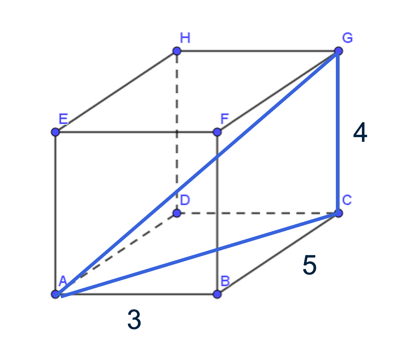 Balk met onbekende lichaamsdiagonaal AG.