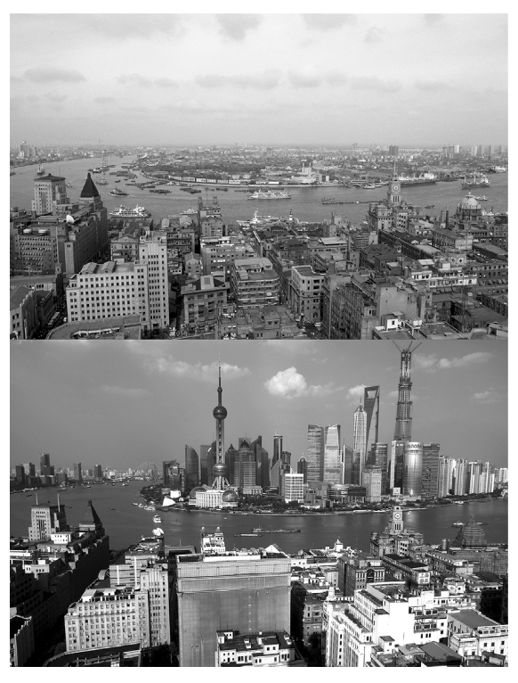 Skyline Shanghai 1990 en 2010