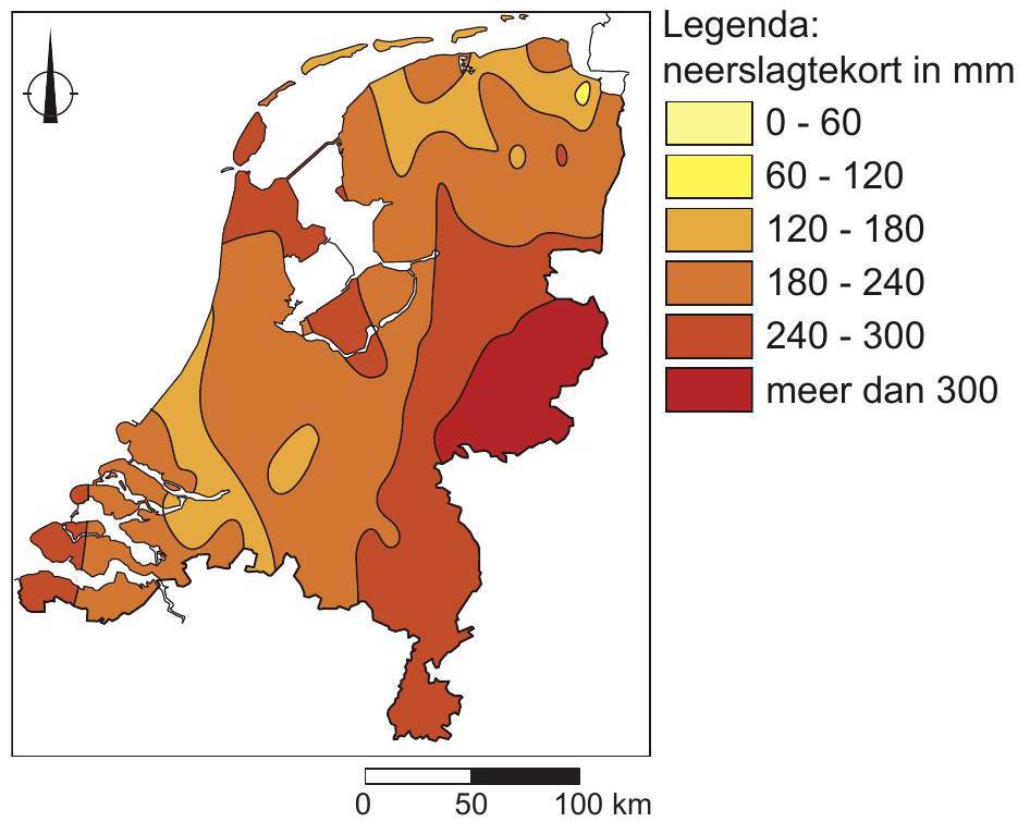 Neerslagtekort in Nederland tussen 1 april 2022 en 30 september 2022