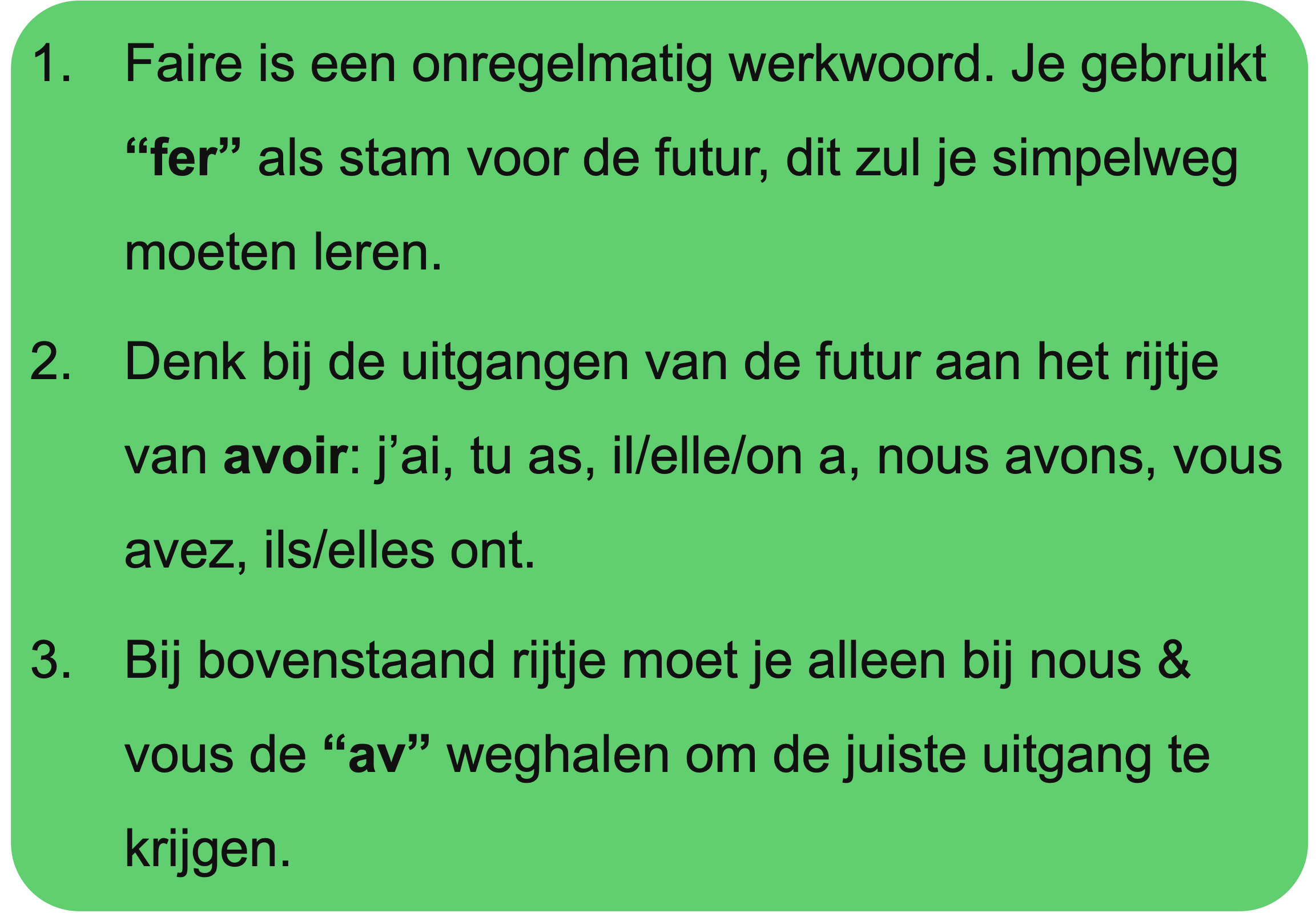 Uitleg over de vervoeging van 'faire' in de futur simple.