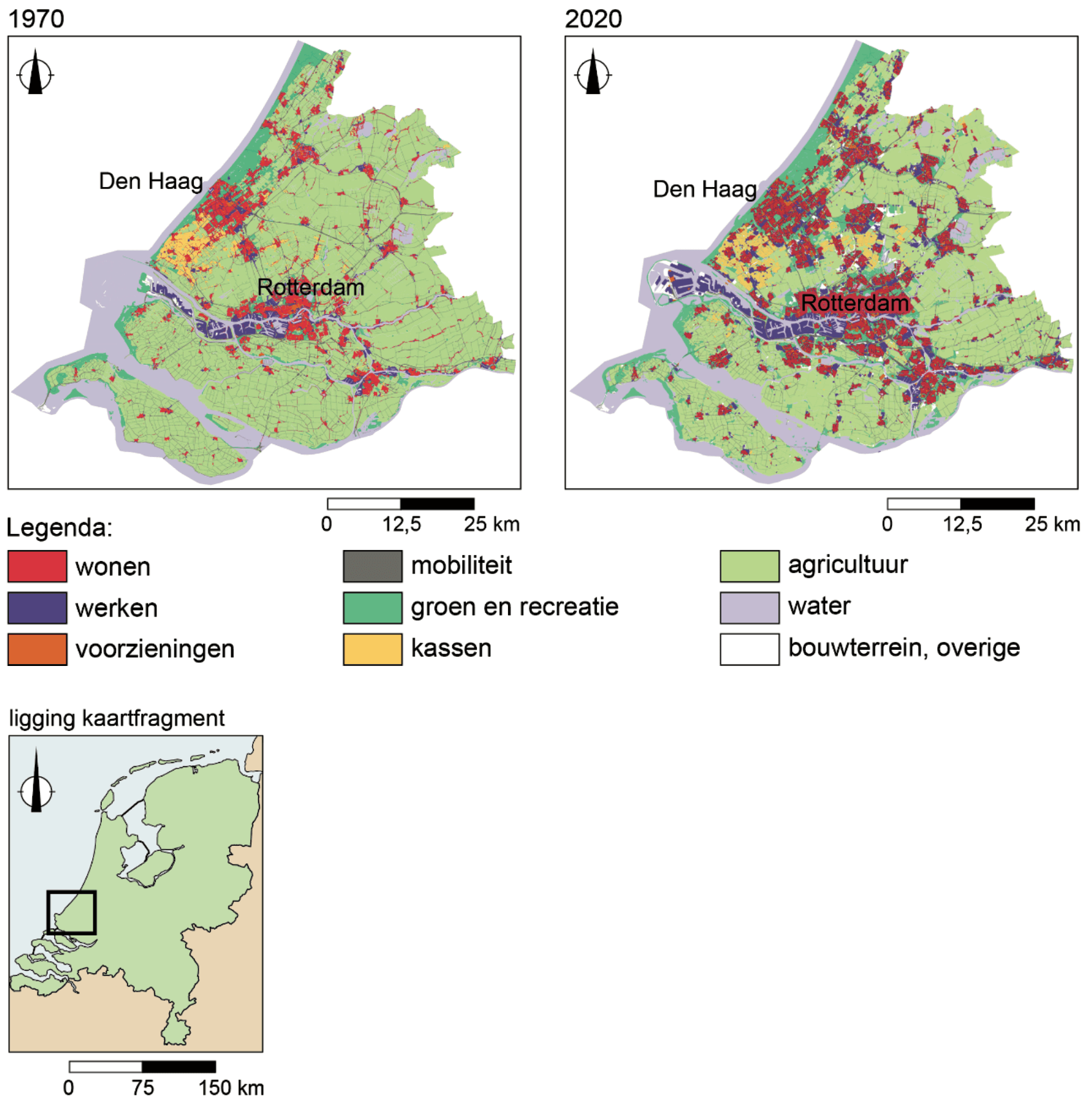 De provincie Zuid-Holland in 1970 en 2020