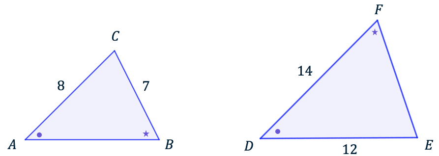 Gelijkvormige driehoeken ABC en DFE