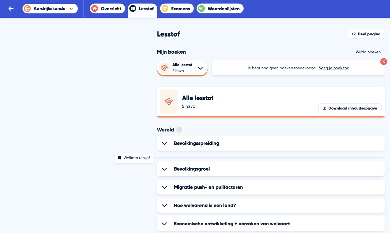 Overzicht aardrijkskunde