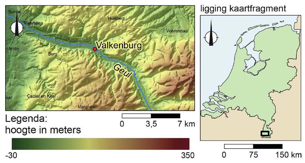 Reliëfkaart van Valkenburg en omgeving (Zuid-Limburg)