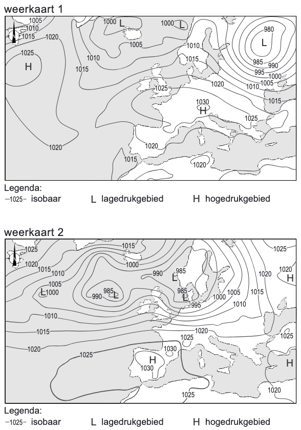 Twee weerkaarten van Europa