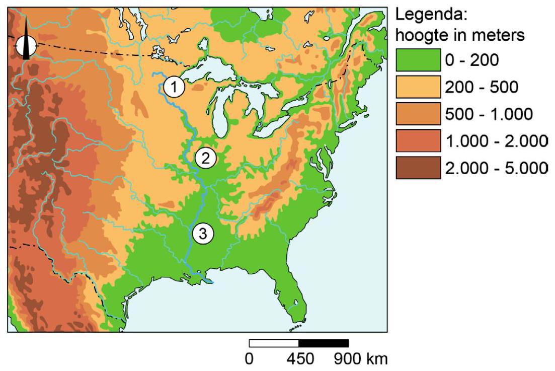 Oosten van de Verenigde Staten en de rivier de Mississippi