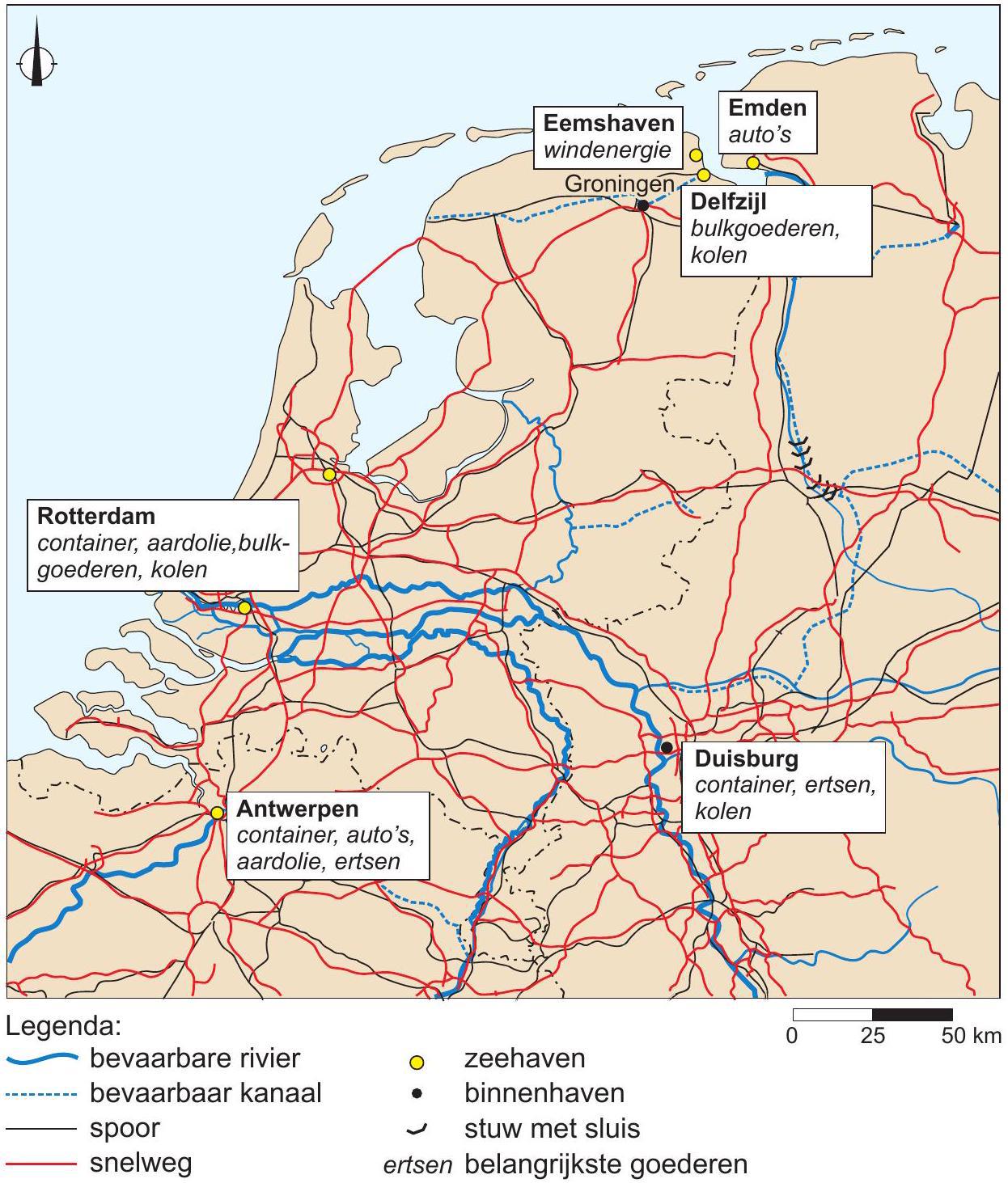 Havens in een deel van Noordwest-Europa