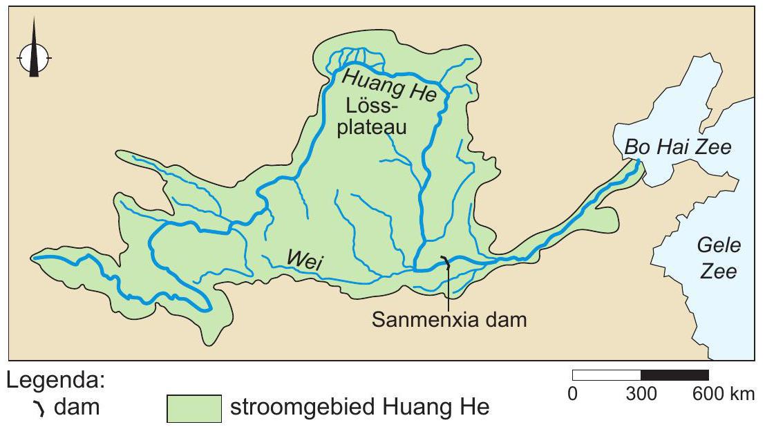 Het stroomgebied van de Huang He, China