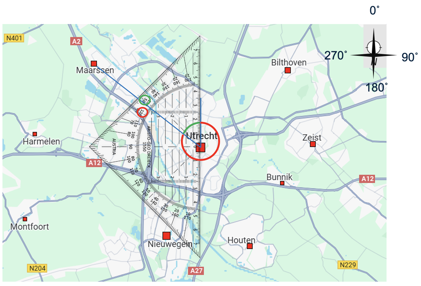 De koershoek van Utrecht naar Maarssen