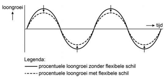 Figuur 2 Effect flexibele schil op de loongroei