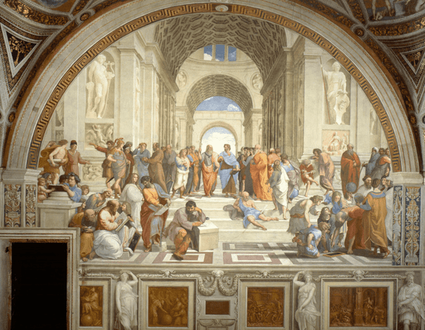 Renaissance, Rafaël, kunst, Da vinci, The School of Athens, a tribute to philosophy, de school van Athene