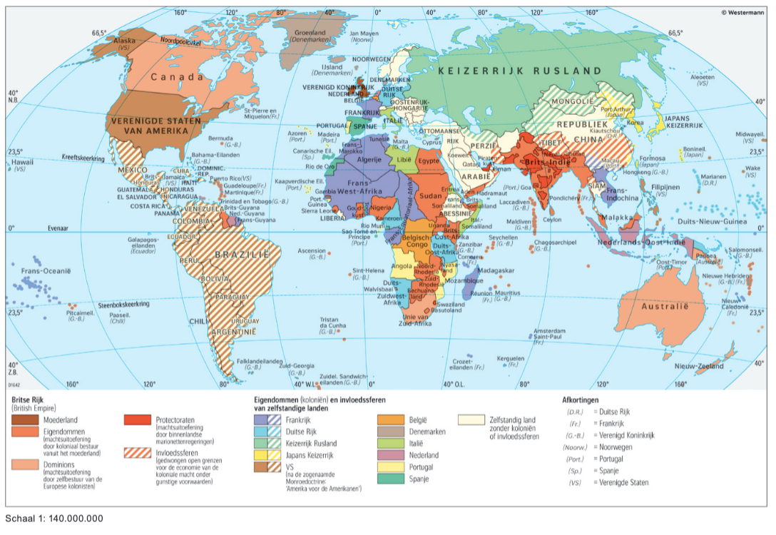 wereld koloniën in 1914