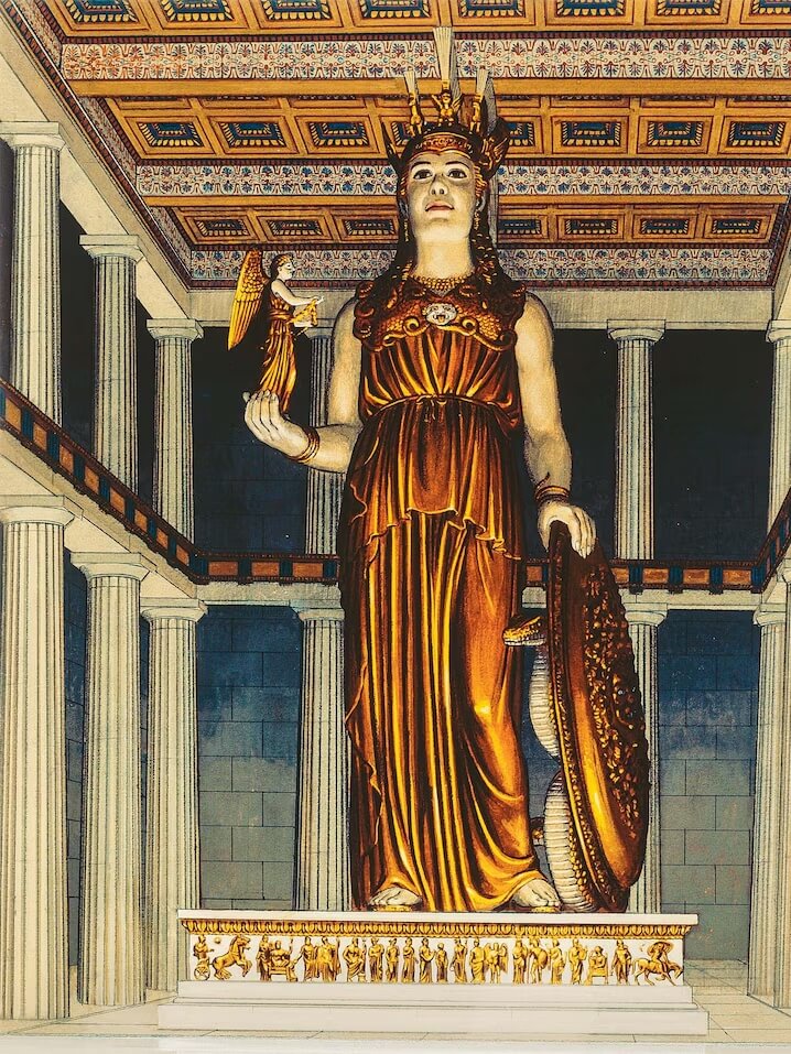 Beeld van Pallas Athena in het Parthenon.