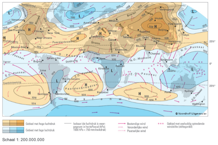 luchtdruk en winden in januari