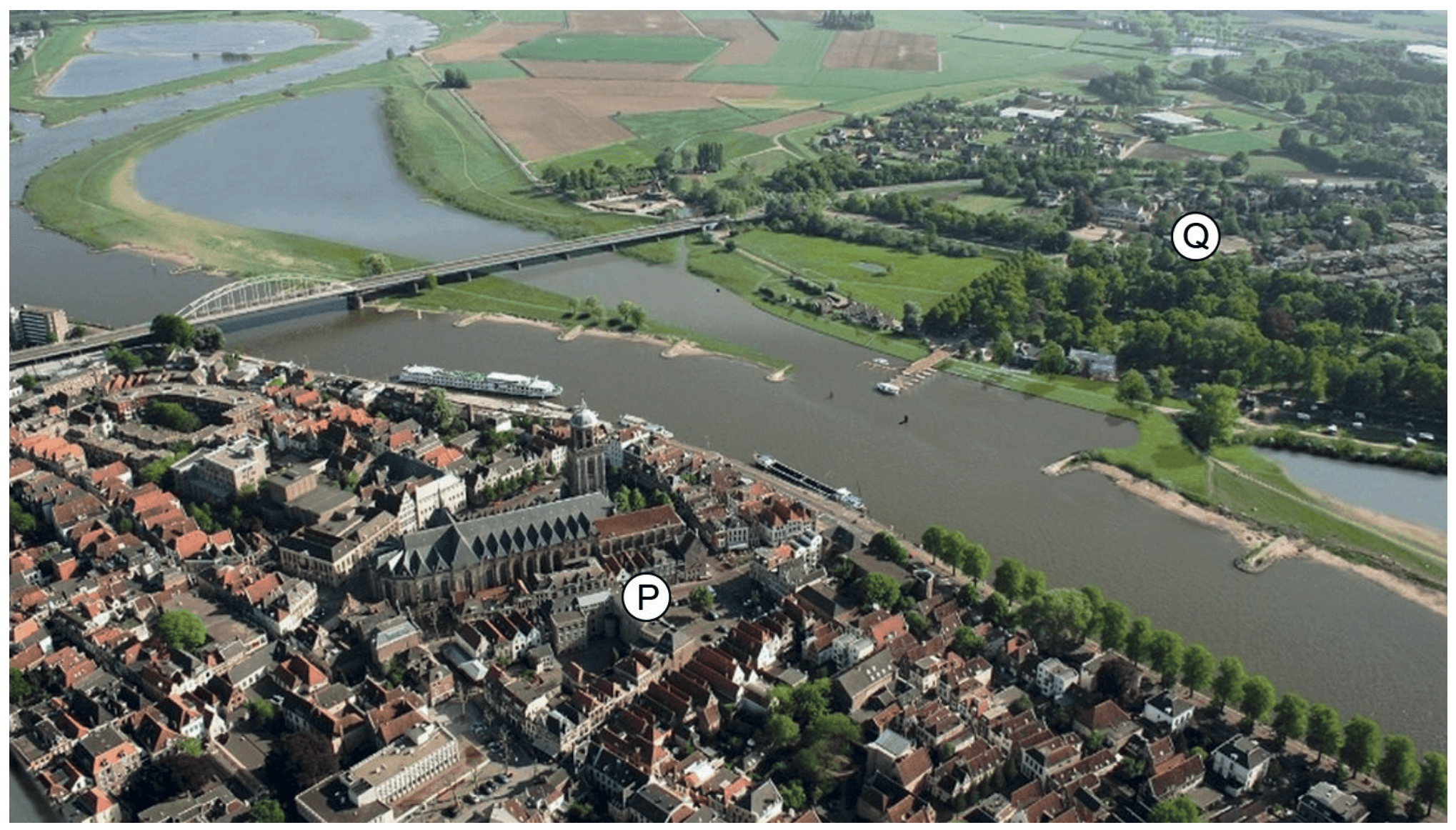 De rivier de IJssel bij Deventer
