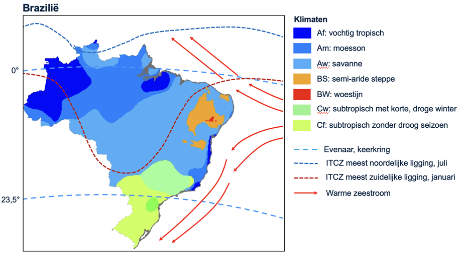 Afbeelding 1: Klimaten van Brazilië. 