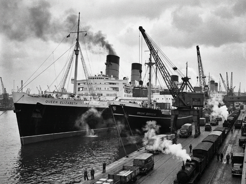 Containerschepen in een haven