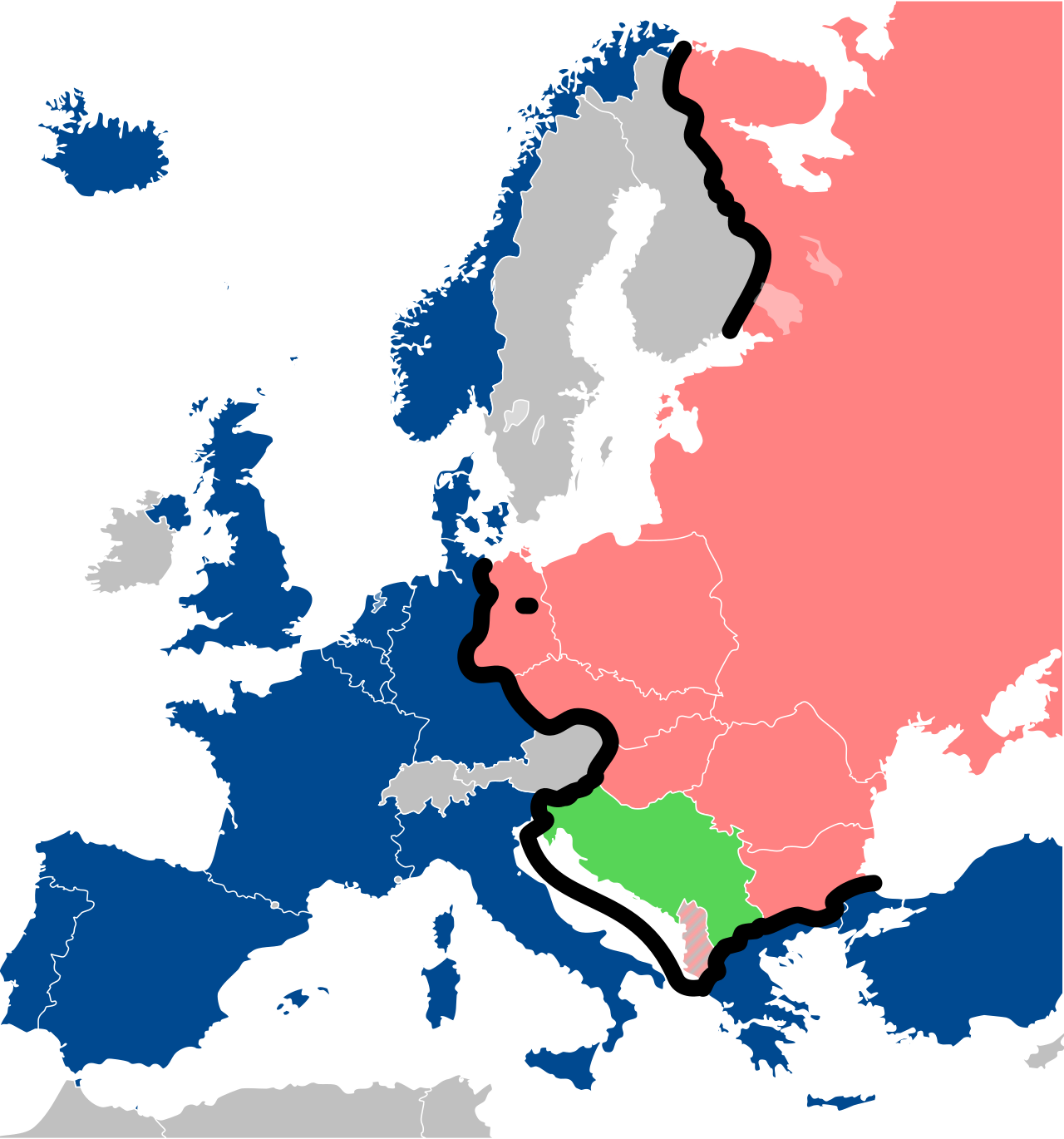 Ijzeren gordijn op de kaart, https://commons.wikimedia.org/wiki/File:Iron_Curtain_map_alternative.svg
