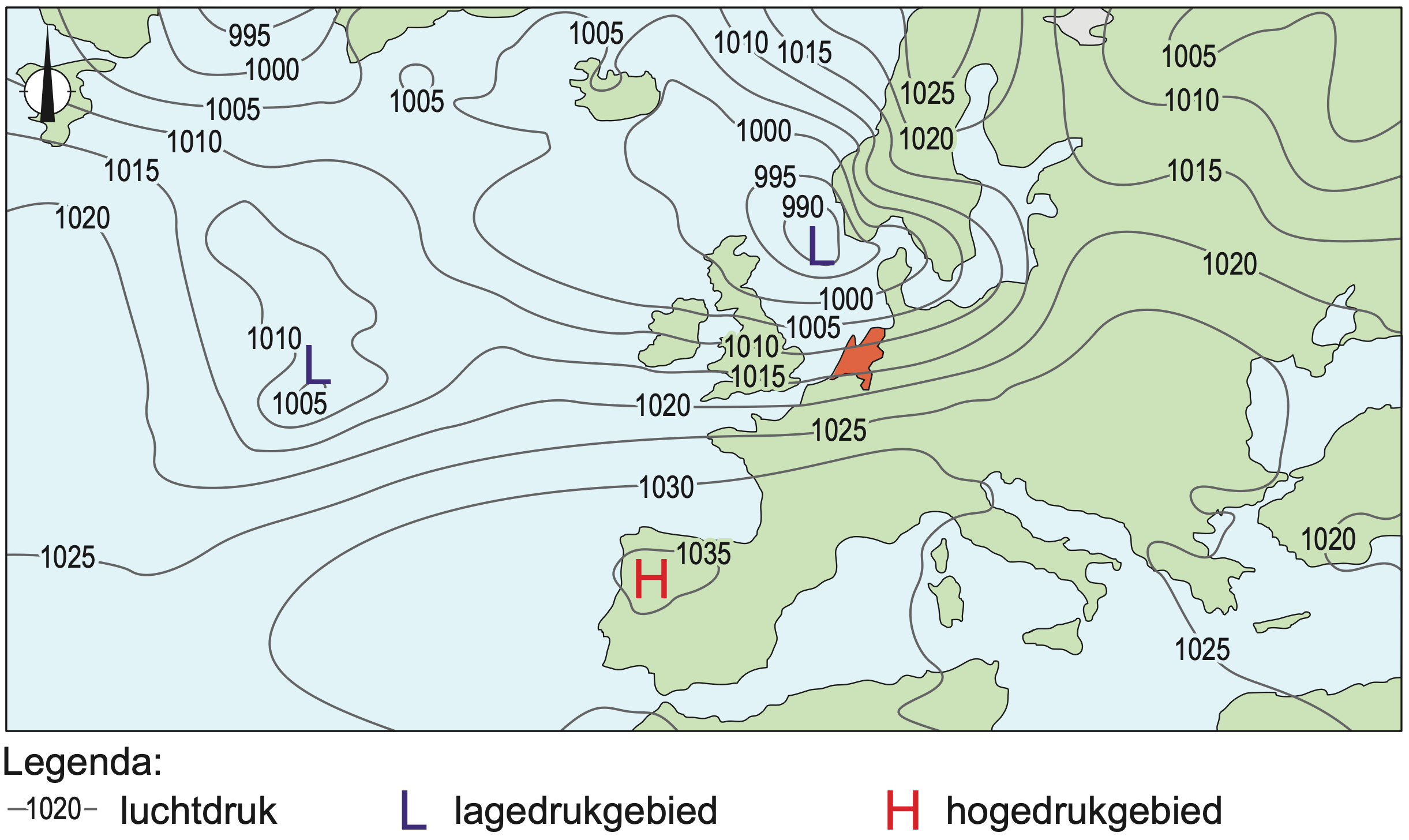 Weerkaart van Europa op 4 januari 2023