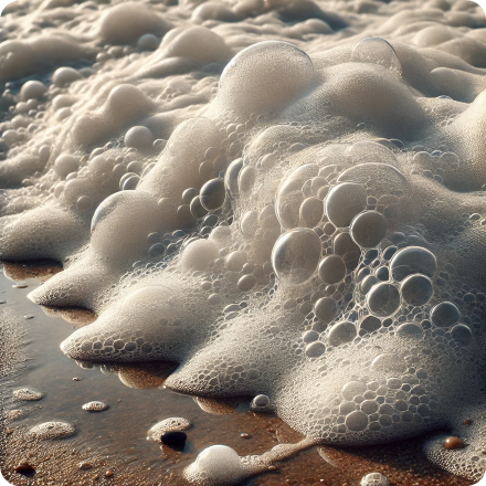 Schuim: een mengsel van gas in vloeistof.