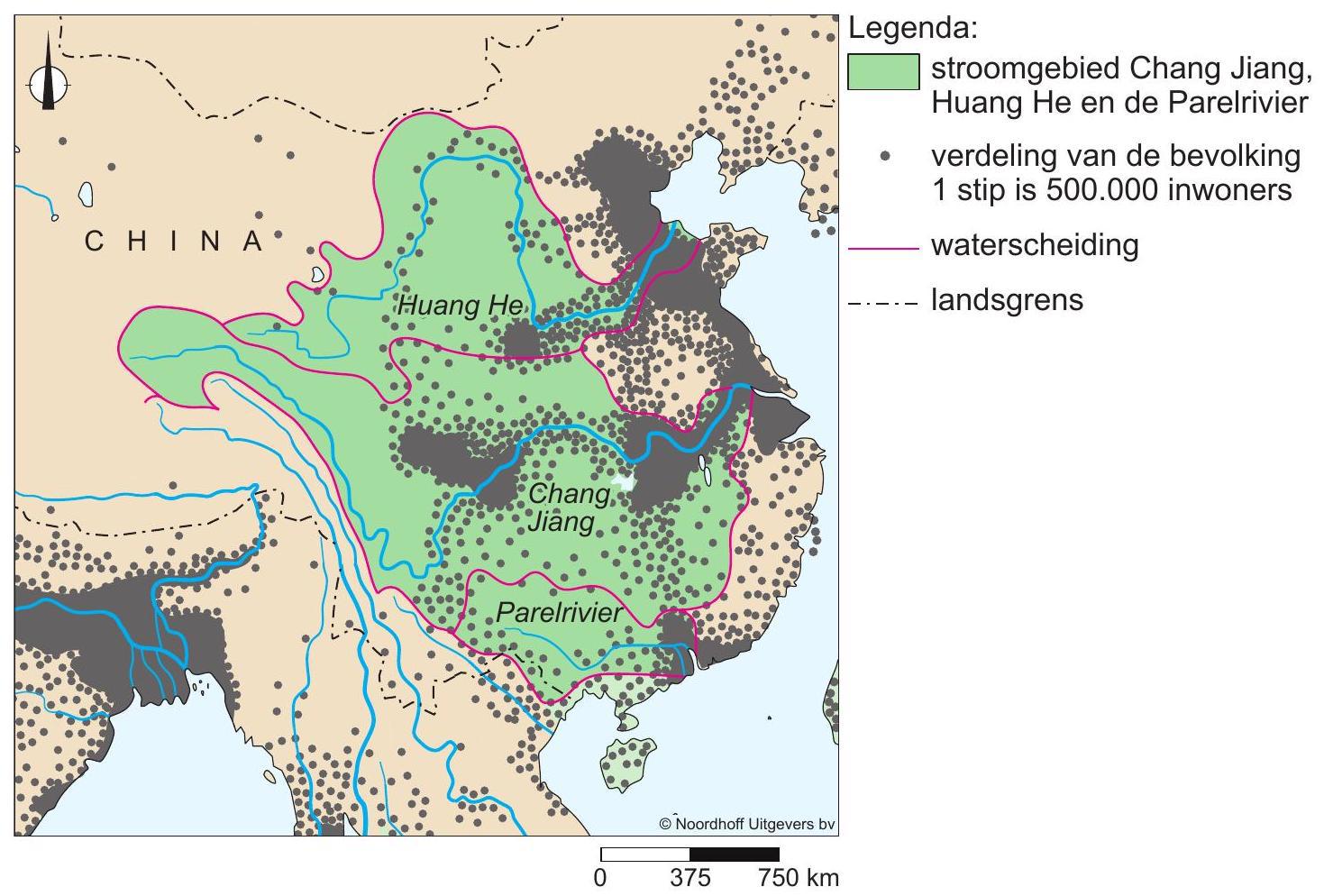 Stroomgebieden en bevolkingsspreiding in China