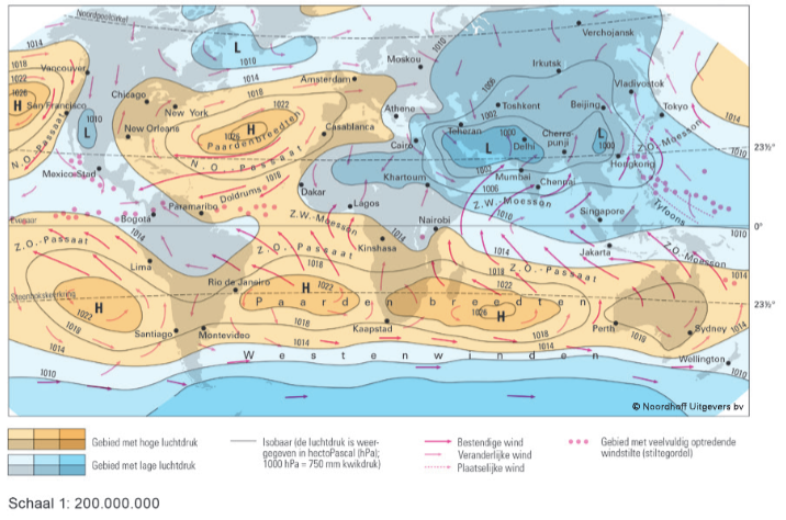 luchtdruk en winden in juli