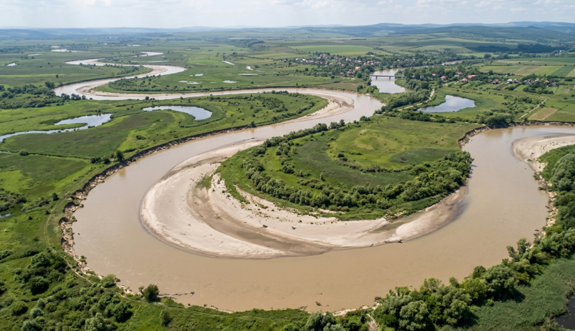 Meanderende rivier met sedimentatie
