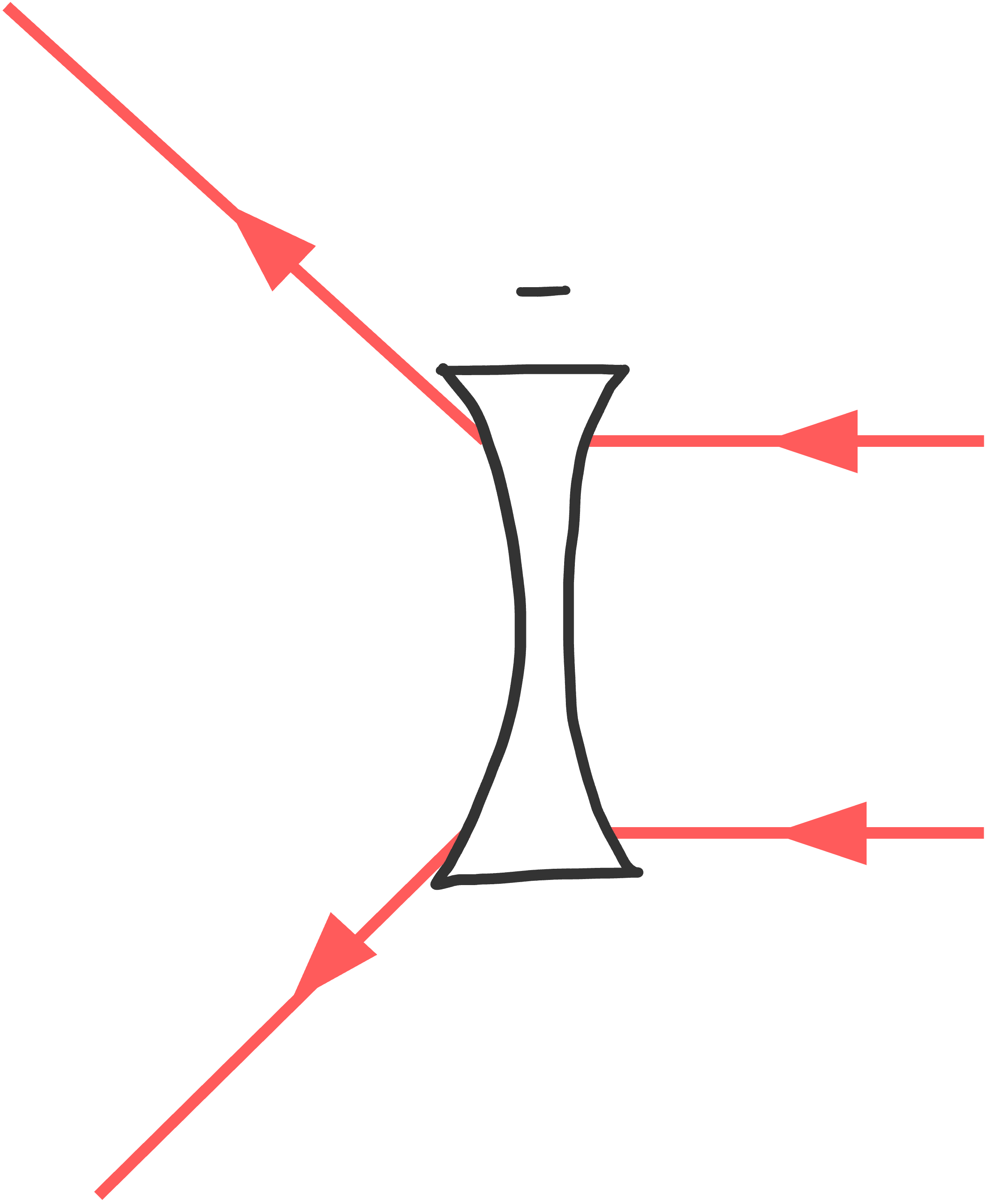 Negatieve lens die de lichtstralen divergeert, wat resulteert in een virtueel beeld. 