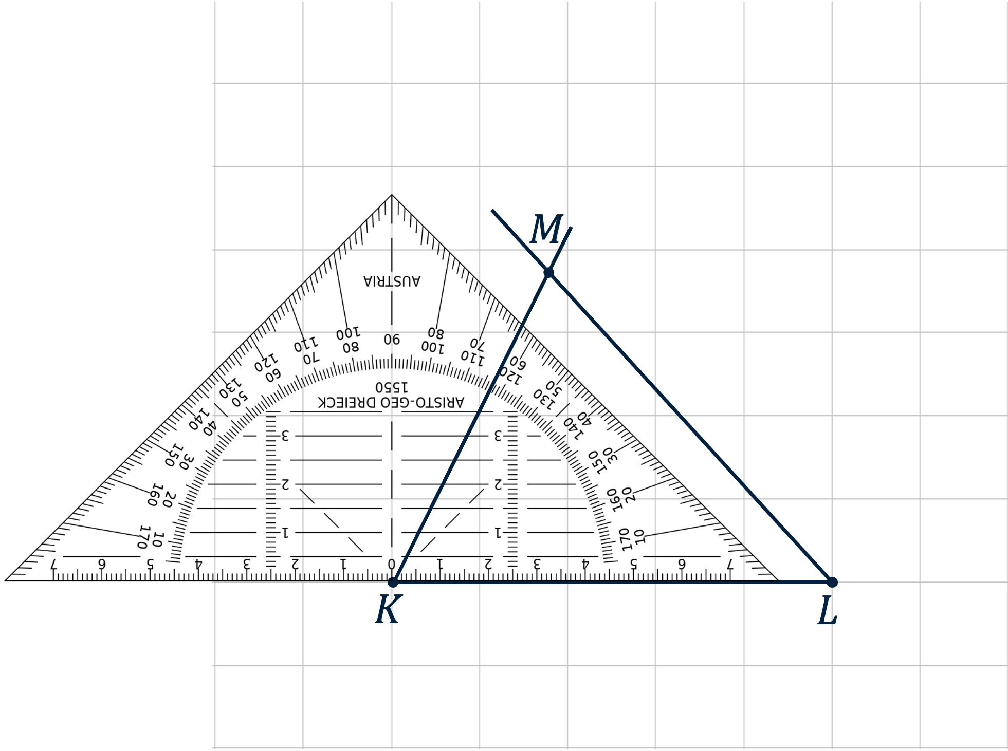 Tekenen van hoek L en snijpunt M