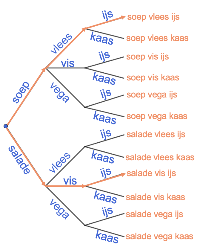 Boomdiagram van menu keuzes