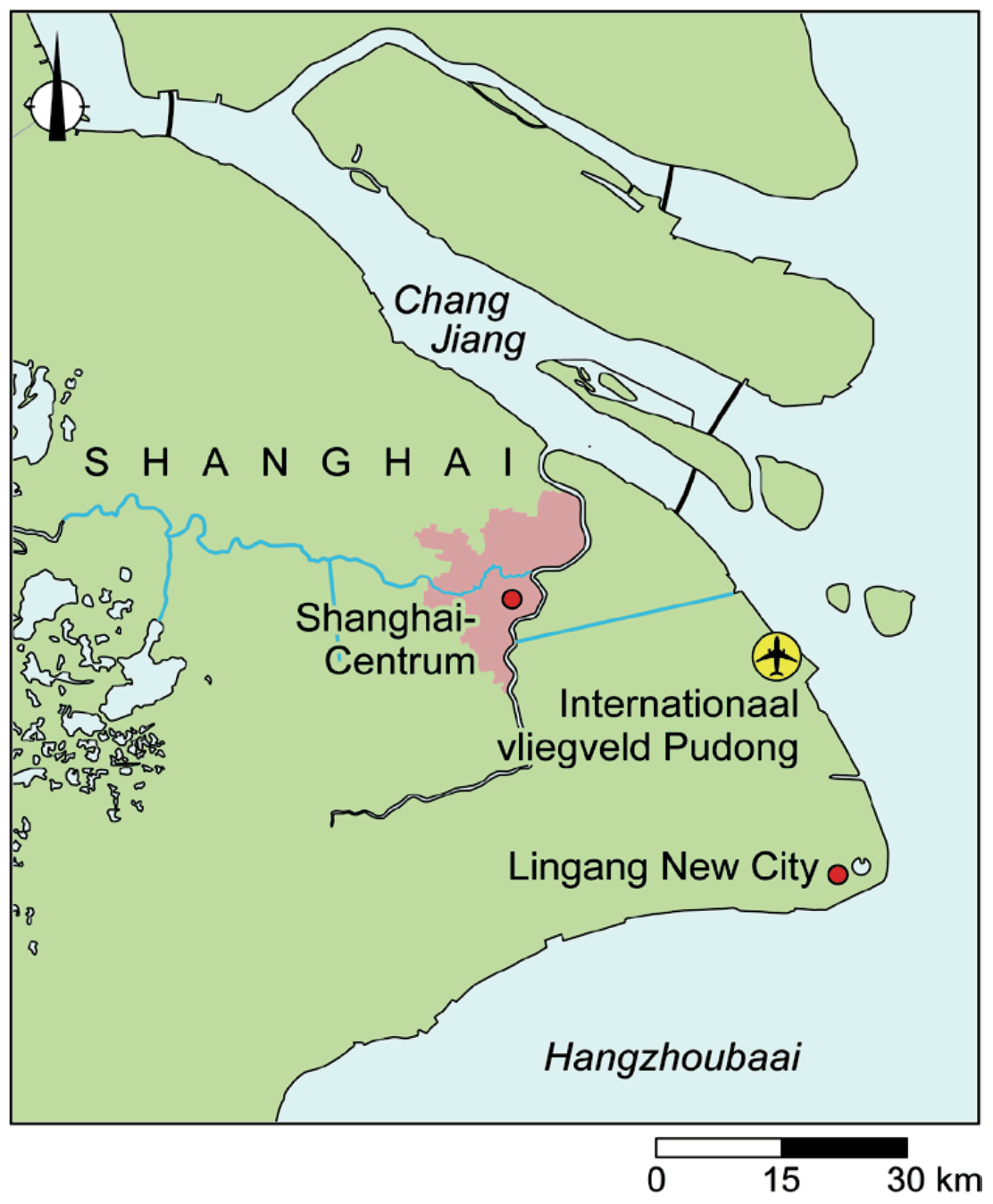 Ligging van Lingang New City in Pudong New Area, Shanghai