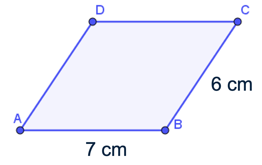 Parallellogram ABCD met zijden AB=CD=7 en AD=BC=6