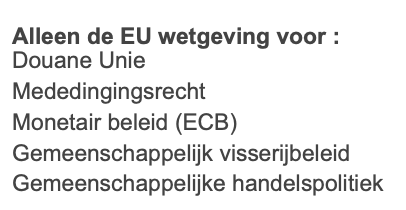 Verantwoordelijkheden van de EU