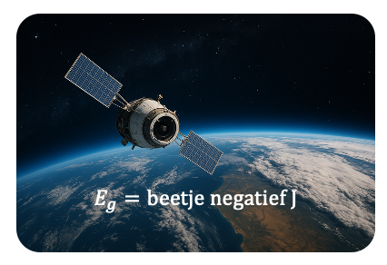 Een satelliet in een baan om de aarde heeft een negatieve gravitatie-energie, wat aangeeft dat deze gebonden is aan het zwaartekrachtveld van de aarde.