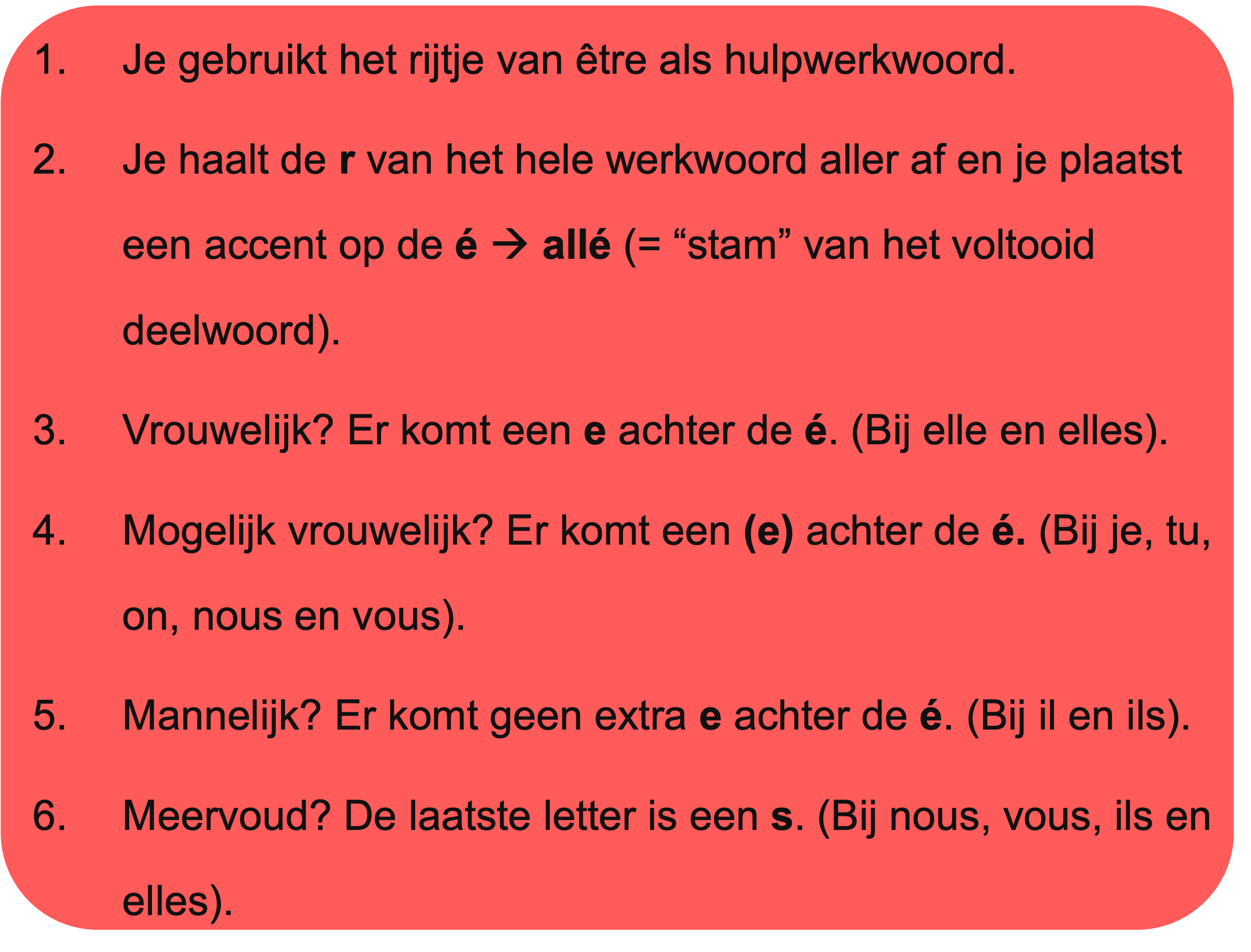 Uitleg over de vervoeging van het werkwoord aller in de passé composé.