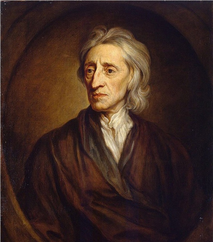 Filosoof Locke die samen met Hobbes en Rousseau het sociaal contract bedacht.