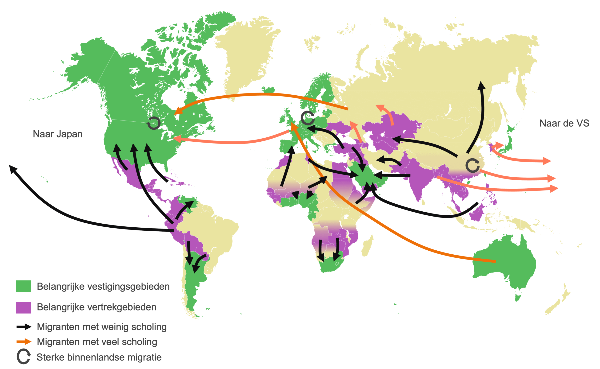 Migratiepatronen in de wereld