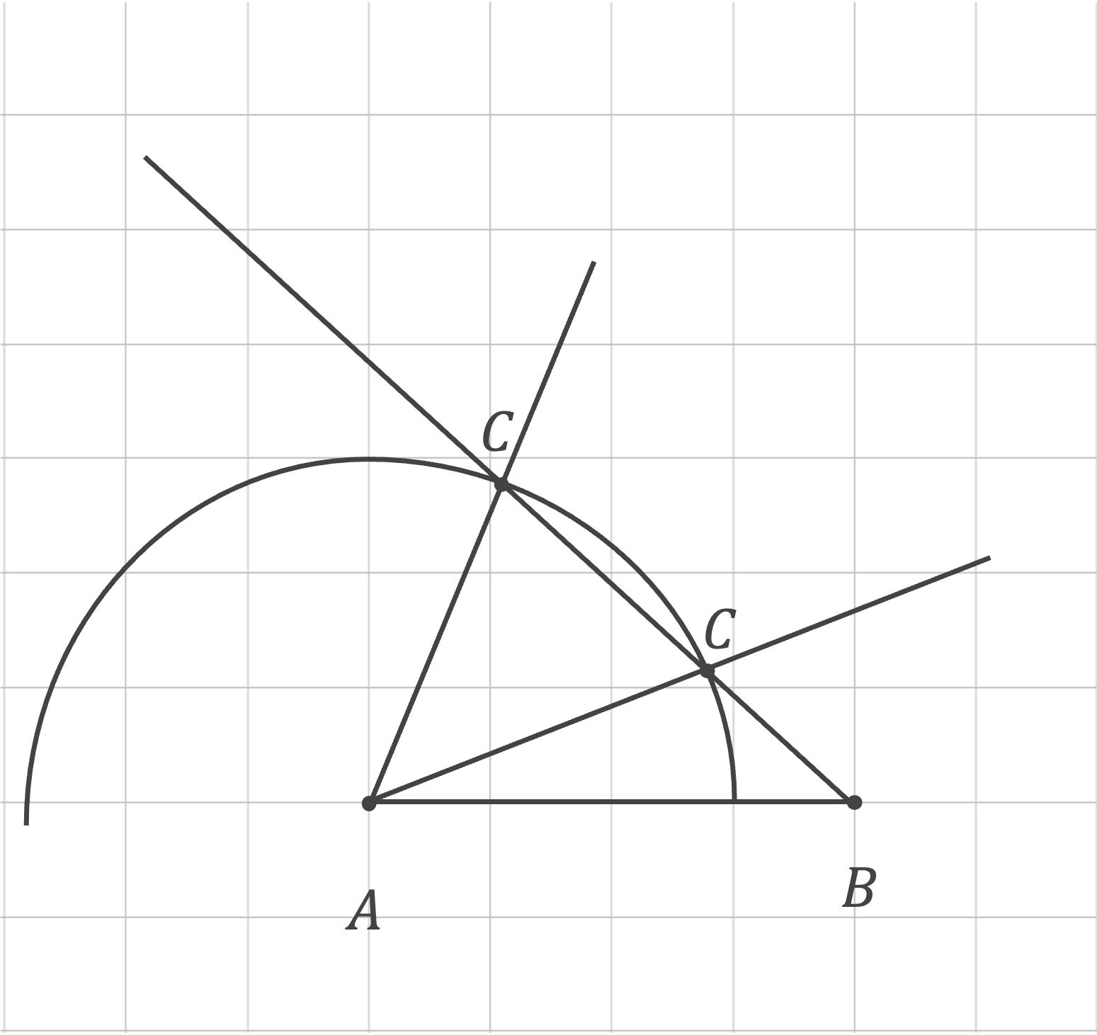 Voorbeeld van de mogelijke driehoeken